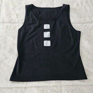 Black Sleeveless Top with White Accents. Size Medium. Excellent Condition!